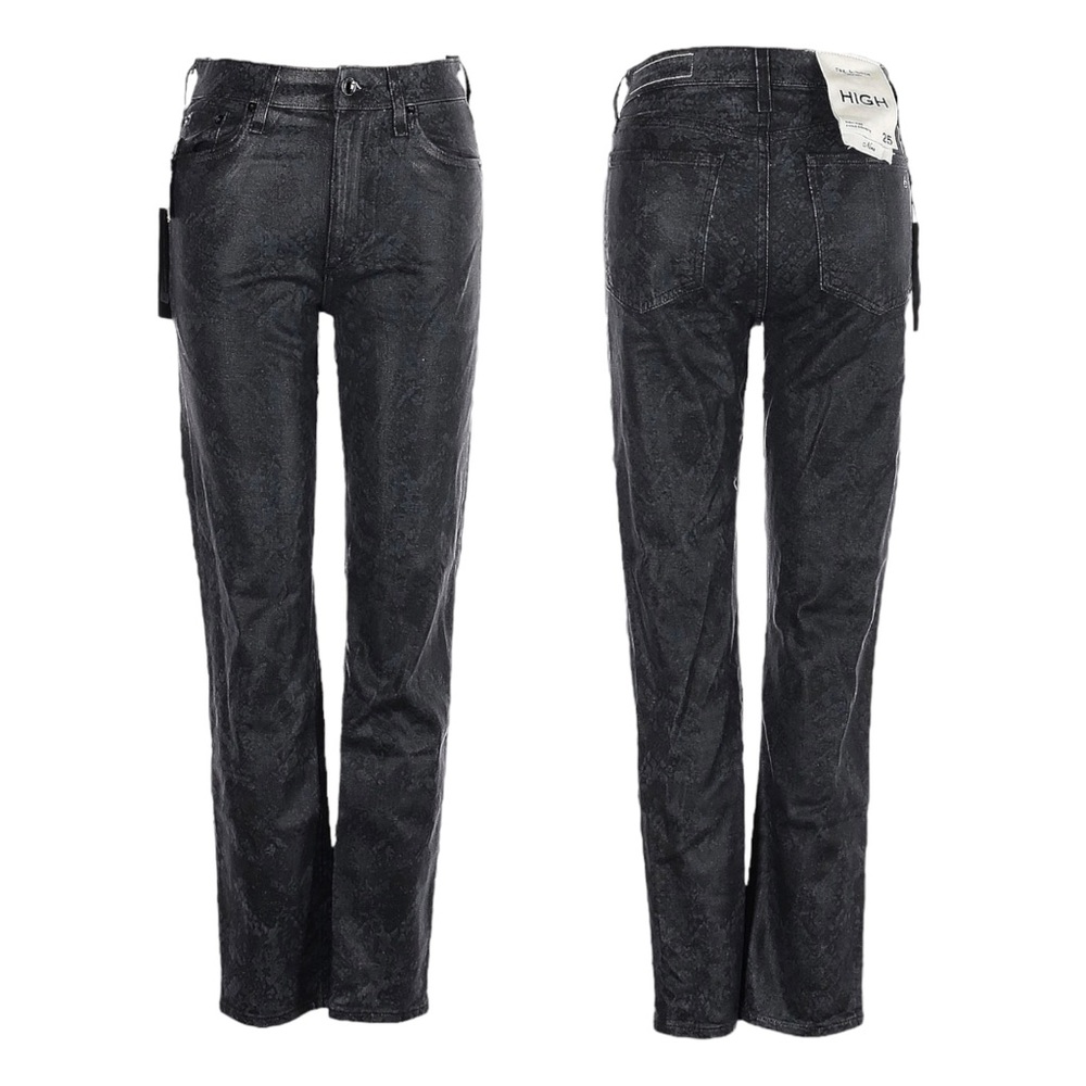 Rag & Bone Nina High-Rise Cigarette Coated Jeans Size 25 NWT Snakefoil Black